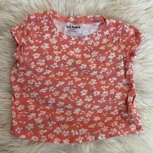 Pink floral short sleeve shirt, Old Navy, 12-18M